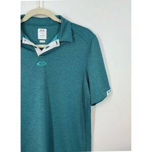 Oakley Polo Shirt XS Teal Heather Logo Regular Fit Golf Athletic